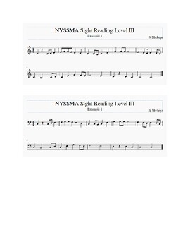 Preview of NYSSMA Sight Reading examples for Vocal - Level III