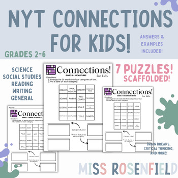Preview of NYT Connections | Brain Break, Critical Thinking | NO PREP! | Scaffolded 2nd-6th