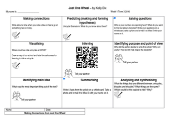 Preview of NZ School Journal May 2015 - Just One Wheel by Kelly Dix Comprehension tasks