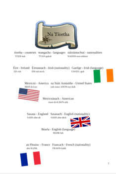 Preview of Na Tíortha- World countries and languages as Gaeilge 