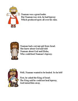 Preview of Naaman Bible Story Cards with ClipArt