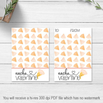 Preview of Nacho Valentine Printable Card, Valentine Cookie Cards and Tags