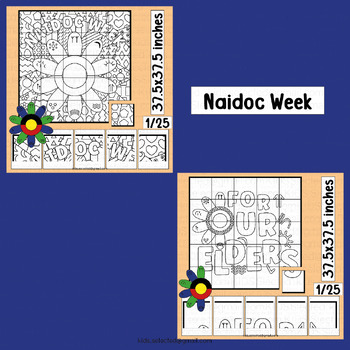 Preview of Naidoc Week Activities Aboriginal Symbols Flag Craft Collaborative Coloring Art