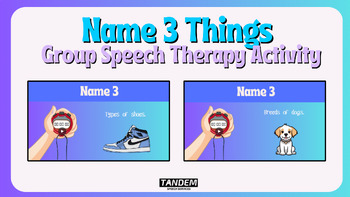 Preview of Name 3 Things: Speech Therapy Group Activity