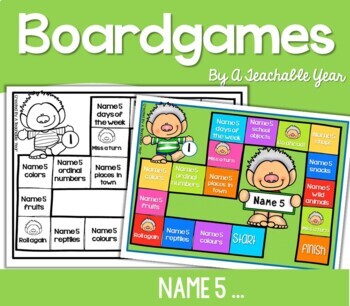 Name 5! Board Game by A Teachable Year | Teachers Pay Teachers