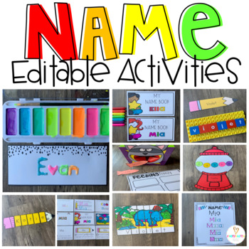 Preview of Name Activities Preschool and Kindergarten Editable Name Printables Practice