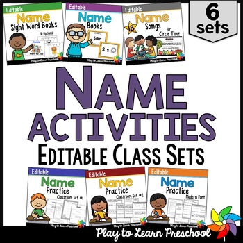 Preview of Name Activities Bundle Editable Literacy Practice for Preschool and PreK