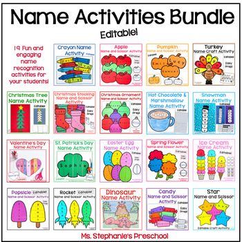 Preview of Name Activities Craft Bundle - Editable