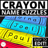 Name Activities - Editable Name Practice Crayon Puzzles - 