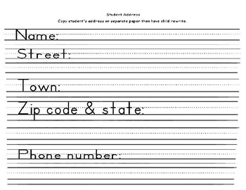 Preview of Name & Address worksheet