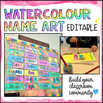Preview of Name Art with Watercolours - Editable