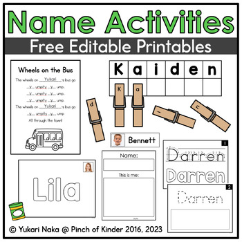 Preview of Name Activities for Kindergarten: Free Editable Printables
