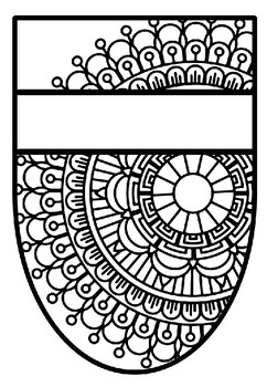 Preview of Name Banner, Pattern Coloring Pennant, Mandala Style, Set 29, Classroom Decor