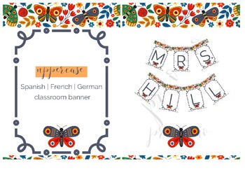 Preview of Name Banners: Spanish | French | German | Printable Classroom Banner| Uppercase