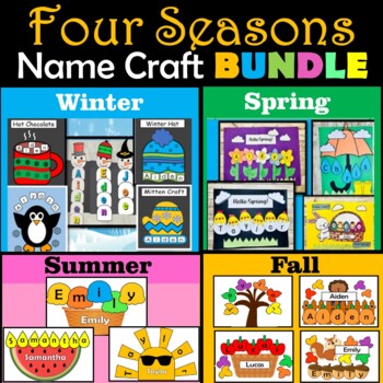 Preview of Name Crafts Seasonal Bundle, Winter, Spring, Summer, Fall Activities