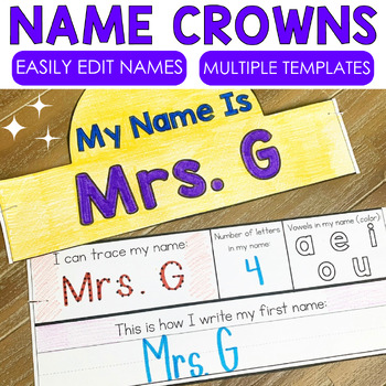 Preview of Name Tags | Back To School Name Practice | Name Crowns