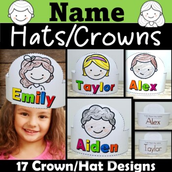Preview of Name Crowns/Hats, Name Practice, All About Me Name Craft, Name Tracing Editable