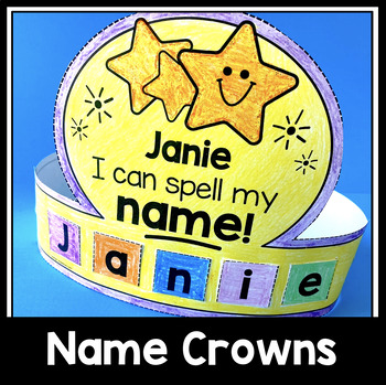Preview of Name Crowns for Students Spelling Name Practice Center Preschool Kindergarten