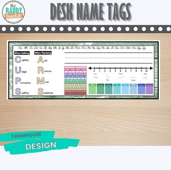 Preview of Name Desk Plate | Name Desk Tag | Cursive Writing | Math Tools | Farmhouse
