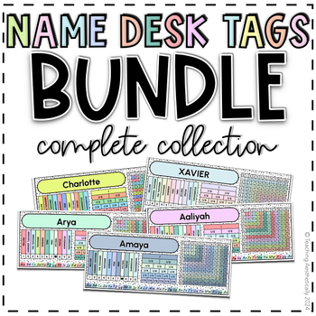 Preview of Name Desk Tag Bundle | Complete Collection | GROWING Bundle | Print & Cut