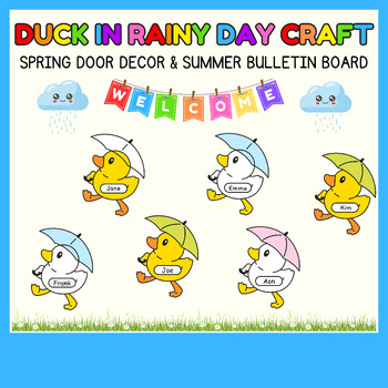 Preview of Name Duck in Rainy Day Craft l April Shower l Spring Door Decor & Bulletin Board