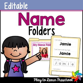 Preview of Interactive Name Activities: Editable Name Folders for Preschool and PreK