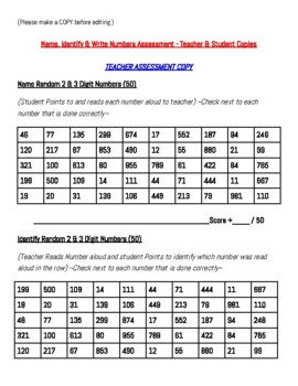 Preview of END OF YEAR -NUMBER ASSESSMENT - TEACHER & STUDENT FORMS INCLUDED! - EDITABLE!