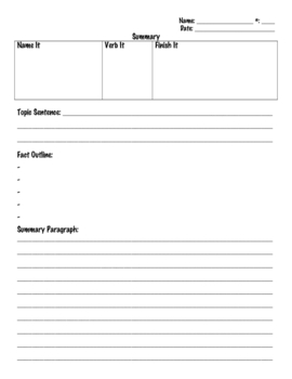 Name It, Verb It, Finish It SUMMARY printable by Mrs. M's Great Stuff