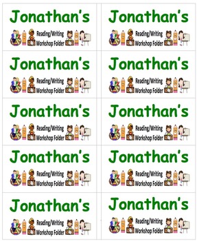 Preview of Name Labels for Reading/Writing Workshop Folder-Type in Names - Comic Sans Font