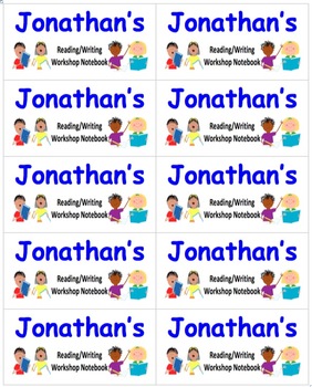 Preview of Name Labels for Reading Writing Workshop Notebooks Type Names  Comic Sans Font