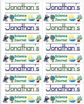 Preview of Name Labels for Science Journals-Schoolhouse Font Only - Type Names