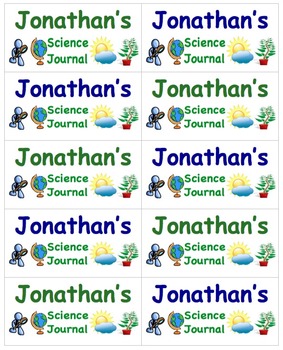 Preview of Name Labels for Science Journals-Type Names-Comic Sans Font