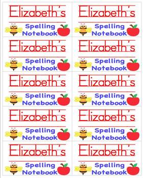 Preview of Name Labels for Spelling Notebooks Schoolhouse Font - Type Names