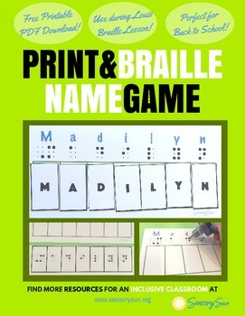 Preview of Matching Name Game with Print & Braille