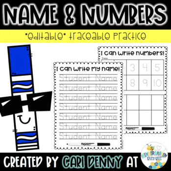 Preview of Name & Number Trace (editable) | Back to School Printable