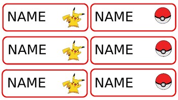 Preview of Name PLATE LABELS Pokemon THEME classroom organizing