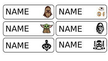 Preview of Name PLATE LABELS Star Wars THEME classroom organizing
