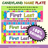 Name Plate Labels in Candy Land Theme - 100% Editable