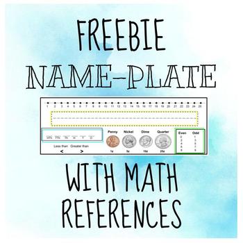 Preview of Name Plate with Number Line, Place Value, and Money