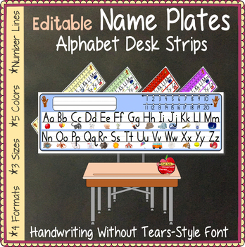 Preview of Name Plates - Alphabet Desk Strips: Handwriting-Without-Tears STYLE FONT