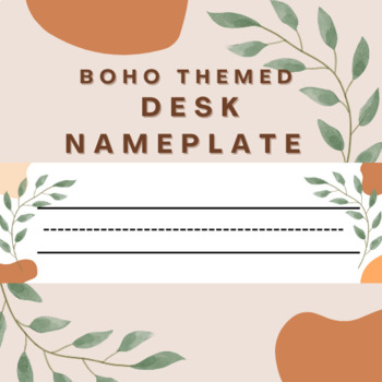 Preview of Student Desk Name Plate- Boho Theme