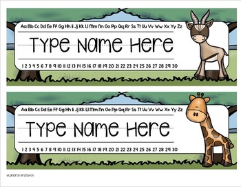 Jungle Safari Animals School Daycare Labels