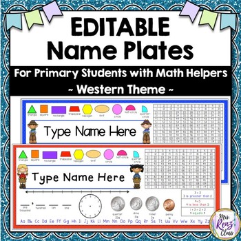 Desk Name Tags Western Theme Editable Name Plates For