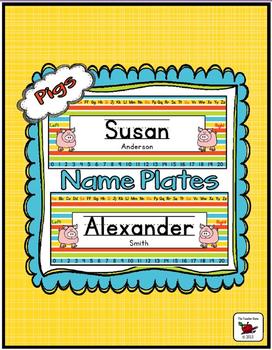 Name Plates Editable - Pig Themed by The Teacher Gene | TPT