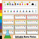 Name Plates Editable Rainbow Flask Student Desk Tags Label