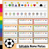 Name Plates Editable Rainbow Football Sport Student Desk T