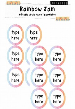 Name Plates/Name Tags (CIRCLE) - Rainbow Jam Theme by Has And Craft