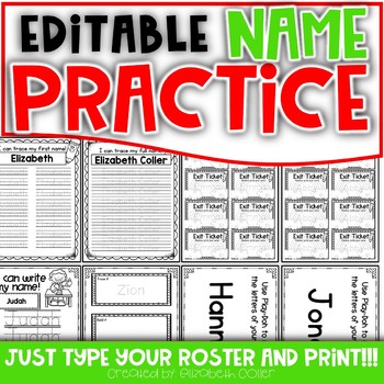 Preview of Name Practice Activities - EDITABLE