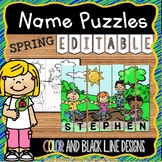 Name Practice Activity Puzzles for Spring EDITABLE
