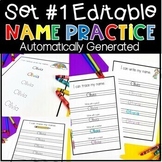 Name Tracing Practice Editable Name Writing with Autofill for Back to School